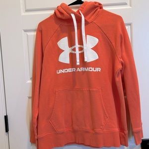 Under Armour Loose Fit Pink Coral Hoodie Sweatshirt Size Large